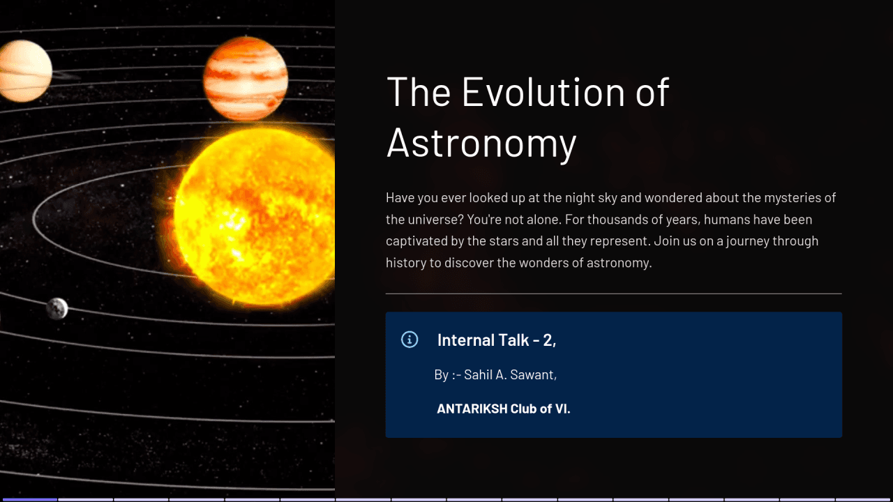 "Evolution of Astronomy": Antariksh Club's Second Internal Talk